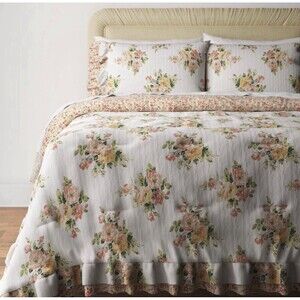 3pc Full/Queen Floral Double Ruffle Comforter Set - Threshold Studio McGee RARE